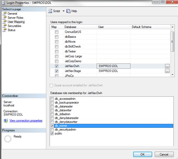 Jet Data Manager Minimum SQL Server Permissions – Support Topics